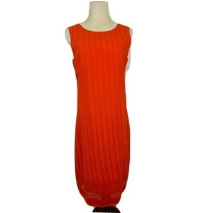 NWT Orientique Shift Dress Womens S‎ Orange Eyelet Embroidered Sleeveless Cotton
